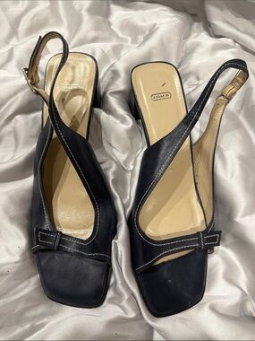 COACH Black Leather Slingback Heels Y2K